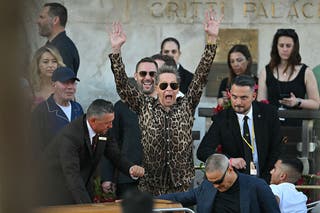 US film producer Brian Grazer leaves the Gritti Palace Hotel